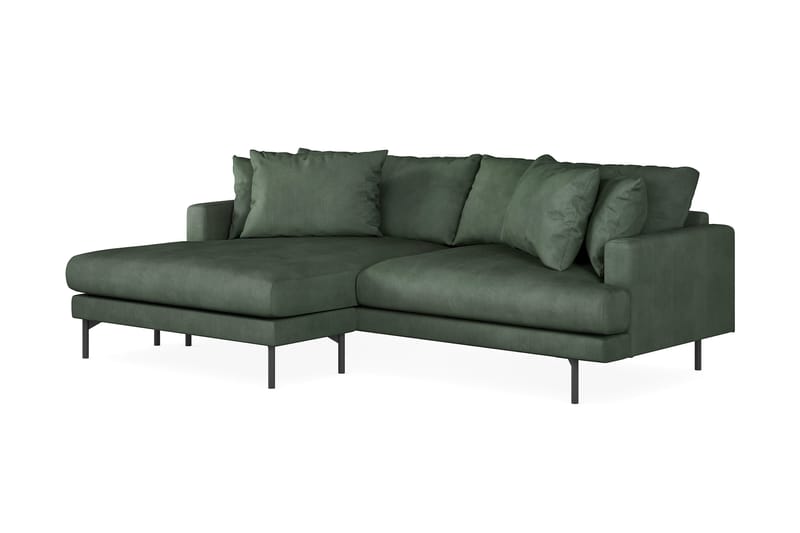 Menard 4-seters Venstrevendt L-formet Divansofa i Manchester - Grønn - Møbler - Sofaer - Sofaer med sjeselong - 4 seters sofa med divan