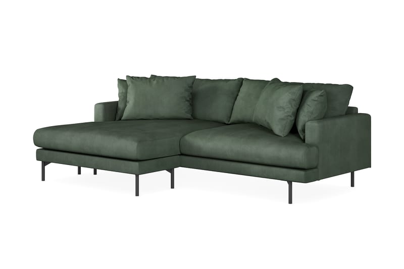 Menard 4-seters Venstrevendt L-formet Divansofa i Manchester - Grønn - Møbler - Sofaer - Sofaer med sjeselong - 4 seters sofa med divan