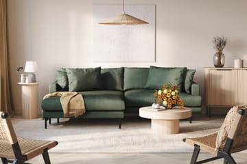 Menard 4-seters Venstrevendt L-formet Divansofa i Manchester - Grønn - Møbler - Sofaer - Sofaer med sjeselong - 4 seters sofa med divan