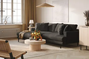 Menard 4-seters Venstrevendt L-formet Divansofa i Manchester - Mørk grå - Møbler - Sofaer - Sofaer med sjeselong - 4 seters sofa med divan