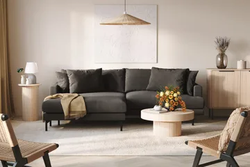 Menard 4-seters Venstrevendt L-formet Divansofa i Manchester - Mørk grå - Møbler - Sofaer - Sofaer med sjeselong - 4 seters sofa med divan