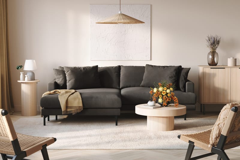 Menard 4-seters Venstrevendt L-formet Divansofa i Manchester - Mørk grå - Møbler - Sofaer - Sofaer med sjeselong - 4 seters sofa med divan
