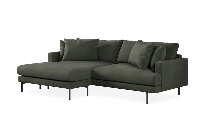 Menard 4-seters Venstrevendt L-formet Divansofa i Manchester - Mørk grønn - Møbler - Sofaer - Sofaer med sjeselong - 4 seters sofa med divan