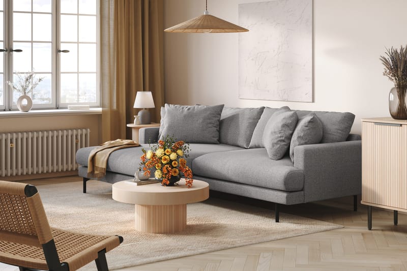 Menard 4-seters Venstrevendt L-formet Divansofa i Stoff - Grå - Møbler - Sofaer - Sofaer med sjeselong - 4 seters sofa med divan