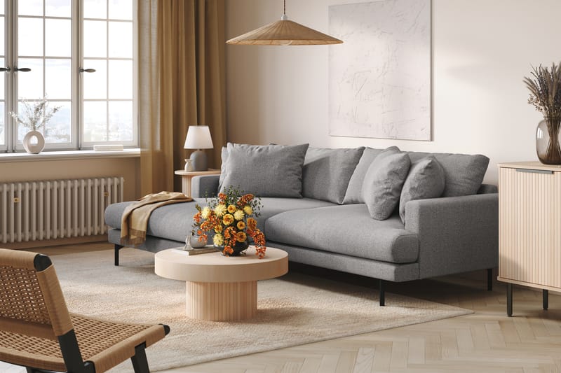 Menard 4-seters Venstrevendt L-formet Divansofa i Stoff - Grå - Møbler - Sofaer - Sofaer med sjeselong - 4 seters sofa med divan