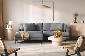 Menard 4-seters Venstrevendt L-formet Divansofa i Stoff - Mørk grå - Møbler - Sofaer - Sofaer med sjeselong - 4 seters sofa med divan