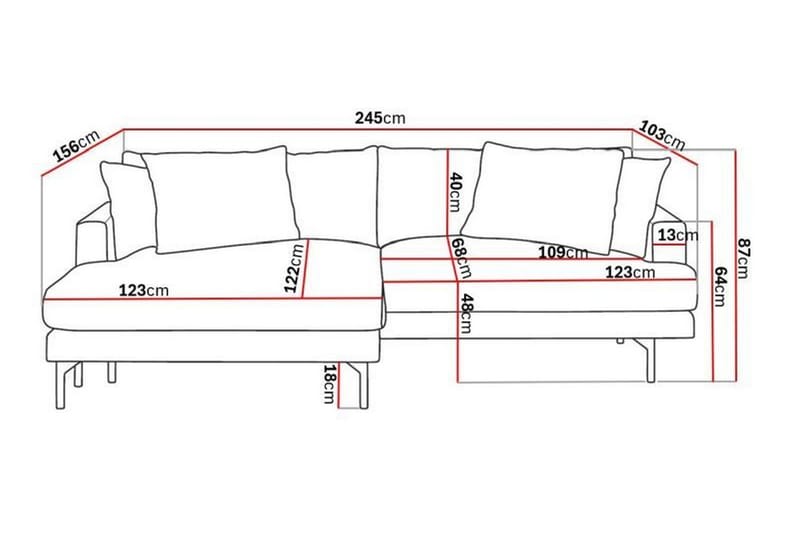 Menard 4-seters Venstrevendt L-formet Divansofa i Stoff - Mørk grå - Møbler - Sofaer - Sofaer med sjeselong - 4 seters sofa med divan
