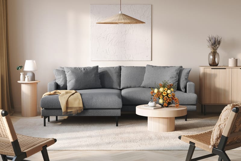 Menard 4-seters Venstrevendt L-formet Divansofa i Stoff - Mørk grå - Møbler - Sofaer - Sofaer med sjeselong - 4 seters sofa med divan