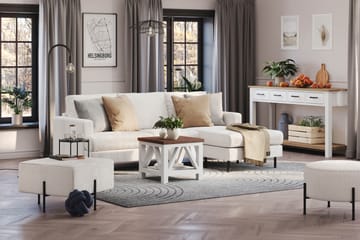 Menard Compact 3-seters Høyrevendt L-formet Divansofa i Bouclé - Hvit - Møbler - Sofaer - Sofaer med sjeselong - 3 seters sofa med divan