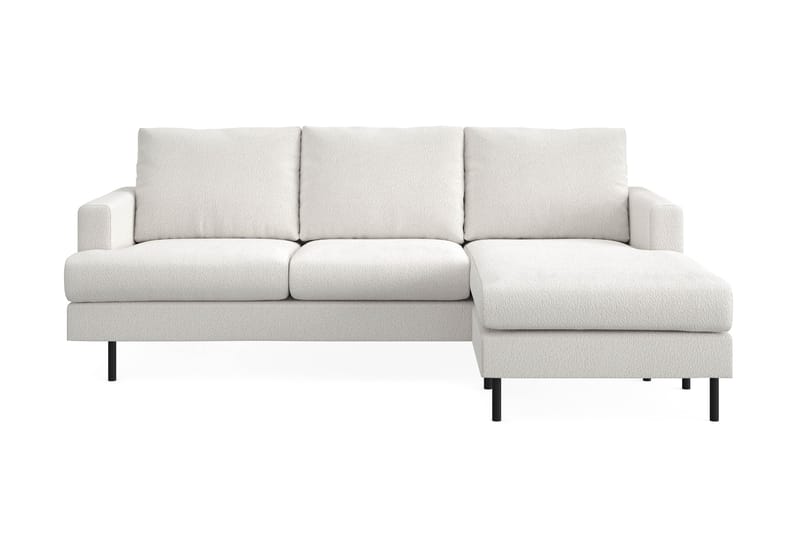 Menard Compact 3-seters Høyrevendt L-formet Divansofa i Bouclé - Hvit - Møbler - Sofaer - Sofaer med sjeselong - 3 seters sofa med divan