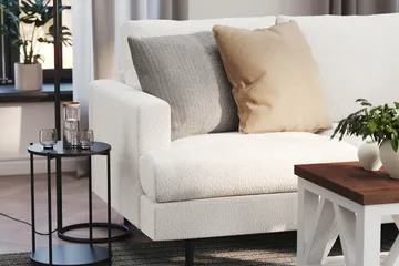 Menard Compact 3-seters Høyrevendt L-formet Divansofa i Bouclé - Hvit - Møbler - Sofaer - Sofaer med sjeselong - 3 seters sofa med divan