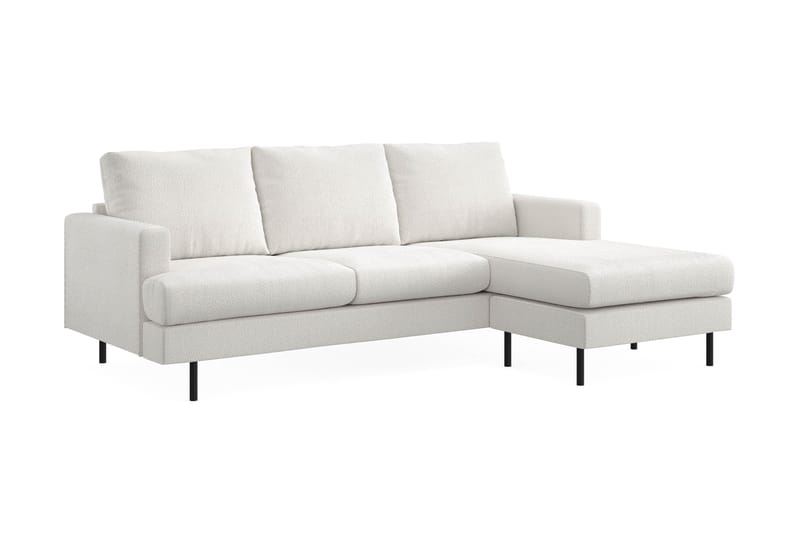Menard Compact 3-seters Høyrevendt L-formet Divansofa i Bouclé - Hvit - Møbler - Sofaer - Sofaer med sjeselong - 3 seters sofa med divan