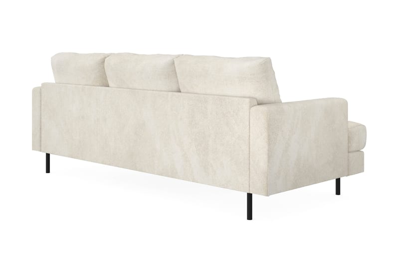 Menard Compact 3-seters Høyrevendt L-formet Divansofa i Fløyel - Kremhvit - Møbler - Sofaer - Sofaer med sjeselong - 3 seters sofa med divan