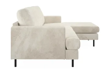 Menard Compact 3-seters Høyrevendt L-formet Divansofa i Fløyel - Kremhvit - Møbler - Sofaer - Sofaer med sjeselong - 3 seters sofa med divan