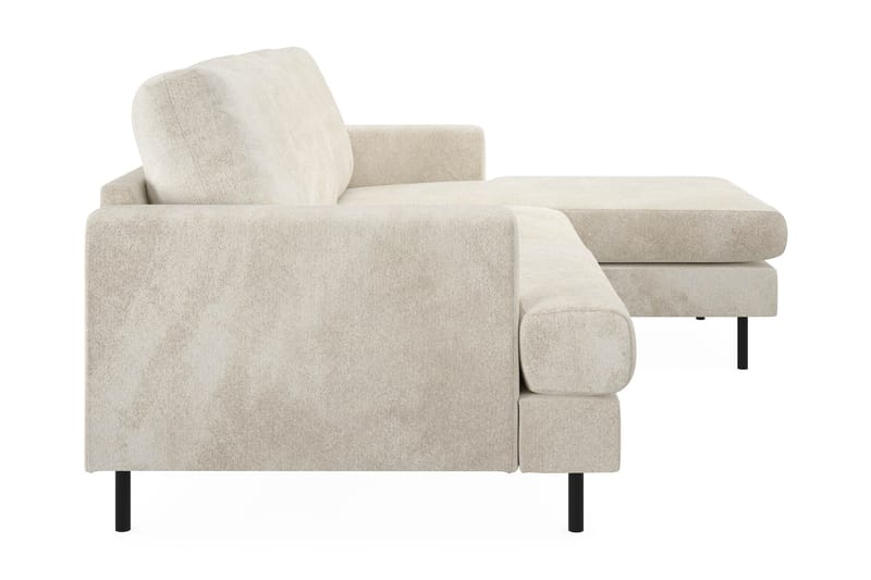 Menard Compact 3-seters Høyrevendt L-formet Divansofa i Fløyel - Kremhvit - Møbler - Sofaer - Sofaer med sjeselong - 3 seters sofa med divan