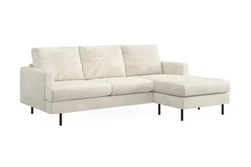 Menard Compact 3-seters Høyrevendt L-formet Divansofa i Fløyel - Kremhvit - Møbler - Sofaer - Sofaer med sjeselong - 3 seters sofa med divan