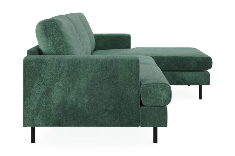 Menard Compact 3-seters Høyrevendt L-formet Divansofa i Fløyel - Mørk grønn - Møbler - Sofaer - Sofaer med sjeselong - 3 seters sofa med divan