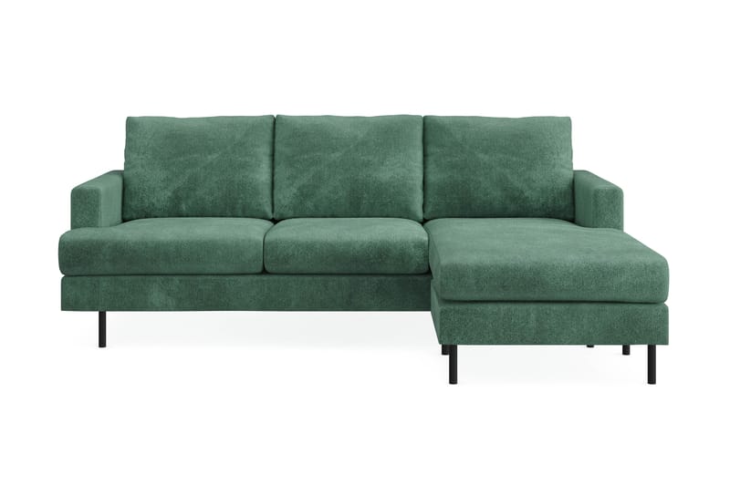 Menard Compact 3-seters Høyrevendt L-formet Divansofa i Fløyel - Mørk grønn - Møbler - Sofaer - Sofaer med sjeselong - 3 seters sofa med divan