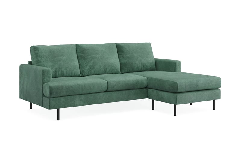 Menard Compact 3-seters Høyrevendt L-formet Divansofa i Fløyel - Mørk grønn - Møbler - Sofaer - Sofaer med sjeselong - 3 seters sofa med divan