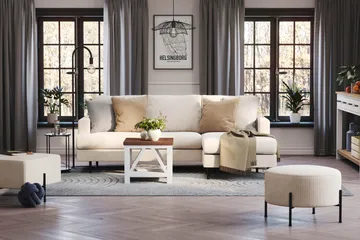 Menard Compact 3-seters Høyrevendt L-formet Divansofa i Manchester - Beige - Møbler - Sofaer - Sofaer med sjeselong - 3 seters sofa med divan