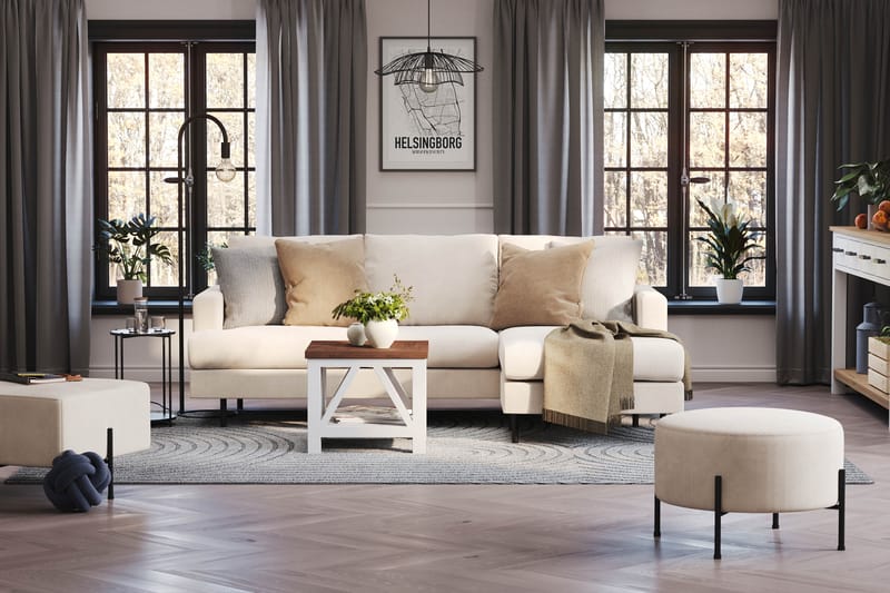 Menard Compact 3-seters Høyrevendt L-formet Divansofa i Manchester - Beige - Møbler - Sofaer - Sofaer med sjeselong - 3 seters sofa med divan