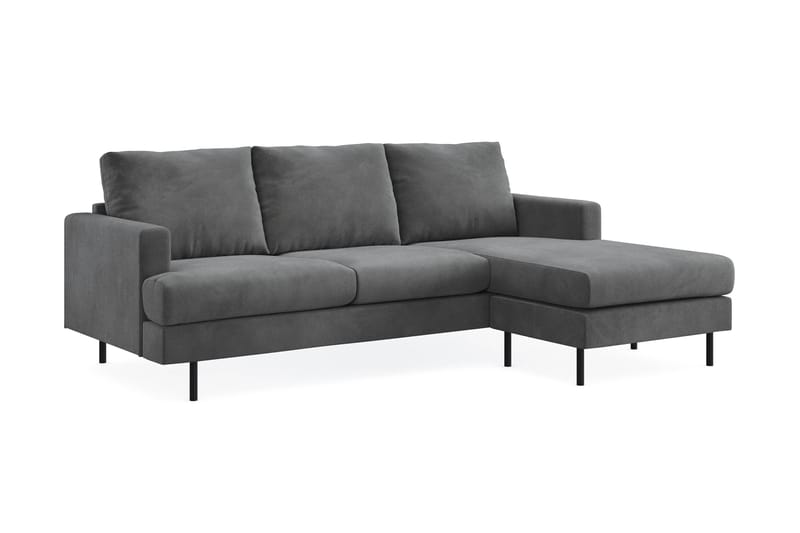 Menard Compact 3-seters Høyrevendt L-formet Divansofa i Manchester - Grå - Møbler - Sofaer - Sofaer med sjeselong - 3 seters sofa med divan