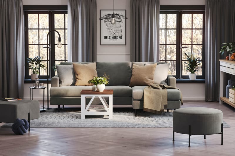 Menard Compact 3-seters Høyrevendt L-formet Divansofa i Manchester - Grå - Møbler - Sofaer - Sofaer med sjeselong - 3 seters sofa med divan