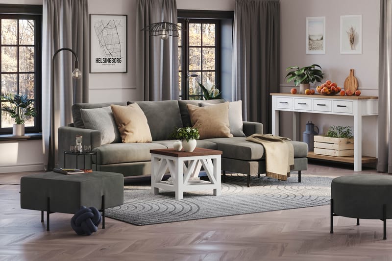 Menard Compact 3-seters Høyrevendt L-formet Divansofa i Manchester - Grå - Møbler - Sofaer - Sofaer med sjeselong - 3 seters sofa med divan