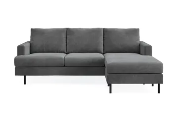 Menard Compact 3-seters Høyrevendt L-formet Divansofa i Manchester - Grå - Møbler - Sofaer - Sofaer med sjeselong - 3 seters sofa med divan