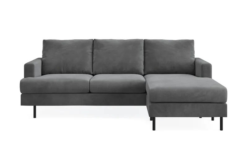 Menard Compact 3-seters Høyrevendt L-formet Divansofa i Manchester - Grå - Møbler - Sofaer - Sofaer med sjeselong - 3 seters sofa med divan