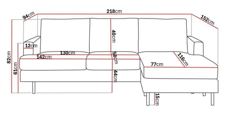 Menard Compact 3-seters Høyrevendt L-formet Divansofa i Manchester - Grønn - Møbler - Sofaer - Sofaer med sjeselong - 3 seters sofa med divan