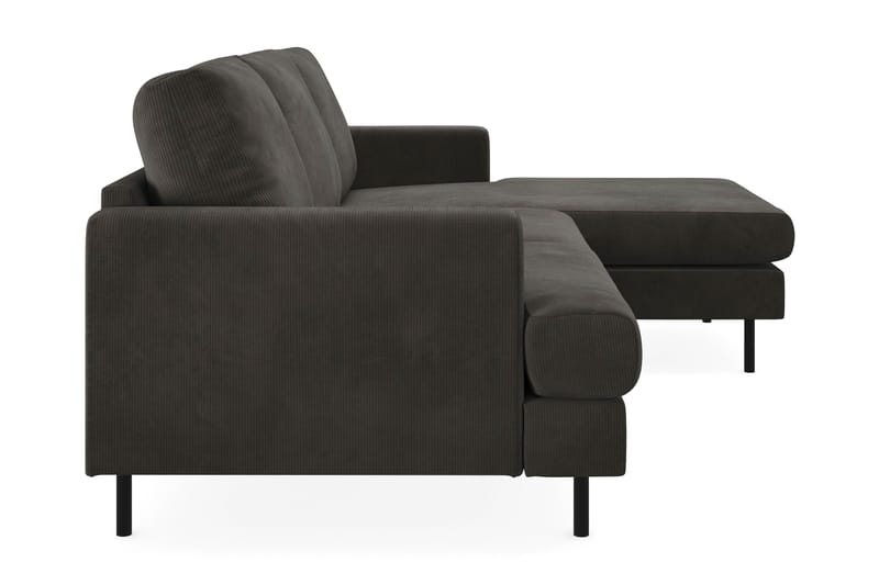 Menard Compact 3-seters Høyrevendt L-formet Divansofa i Manchester - Mørk grå - Møbler - Sofaer - Sofaer med sjeselong - 3 seters sofa med divan
