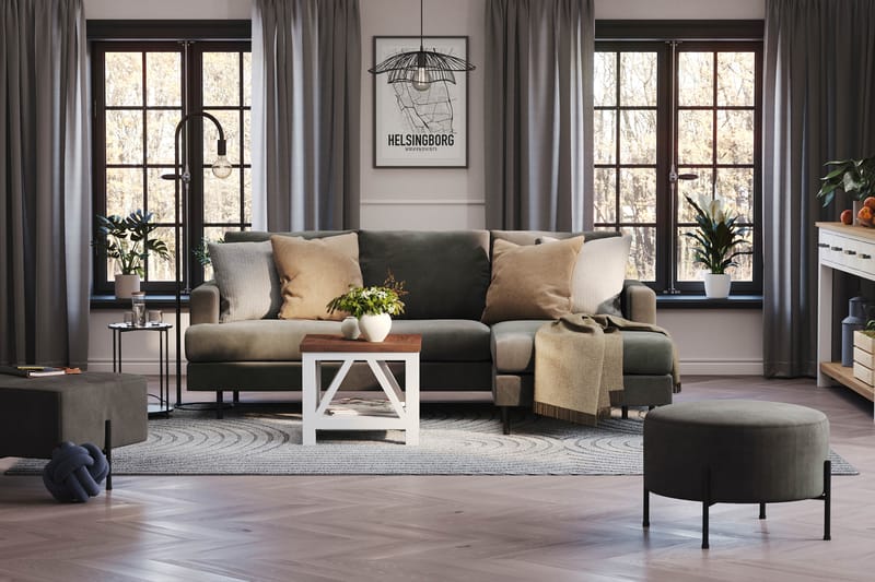 Menard Compact 3-seters Høyrevendt L-formet Divansofa i Manchester - Mørk grå - Møbler - Sofaer - Sofaer med sjeselong - 3 seters sofa med divan