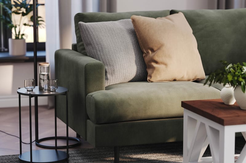 Menard Compact 3-seters Høyrevendt L-formet Divansofa i Manchester - Mørk grønn - Møbler - Sofaer - Sofaer med sjeselong - 3 seters sofa med divan