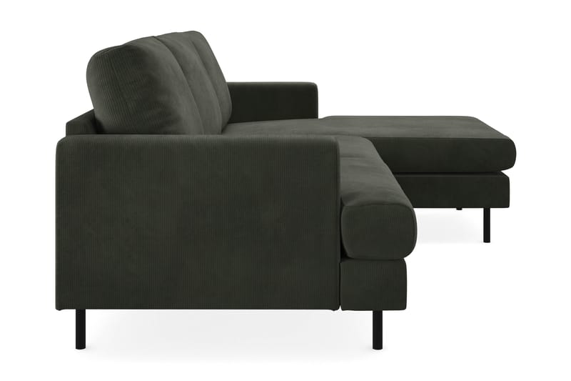 Menard Compact 3-seters Høyrevendt L-formet Divansofa i Manchester - Mørk grønn - Møbler - Sofaer - Sofaer med sjeselong - 3 seters sofa med divan
