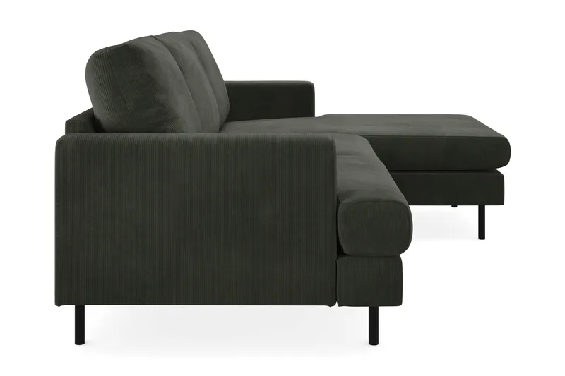 Menard Compact 3-seters Høyrevendt L-formet Divansofa i Manchester - Mørk grønn - Møbler - Sofaer - Sofaer med sjeselong - 3 seters sofa med divan