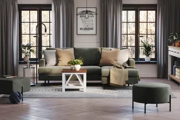 Menard Compact 3-seters Høyrevendt L-formet Divansofa i Manchester - Mørk grønn - Møbler - Sofaer - Sofaer med sjeselong - 3 seters sofa med divan
