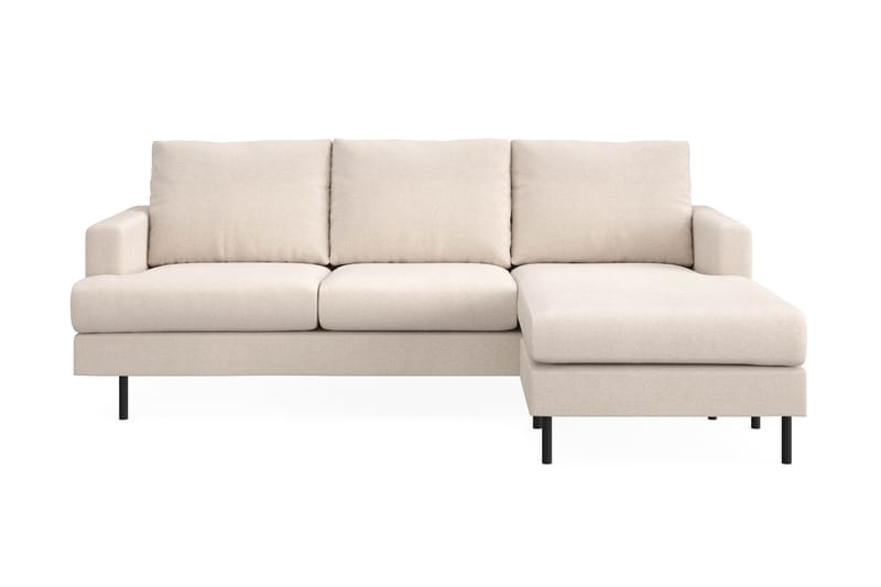 Menard Compact 3-seters Høyrevendt L-formet Divansofa i Stoff - Beige - Møbler - Sofaer - Sofaer med sjeselong - 3 seters sofa med divan