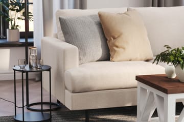 Menard Compact 3-seters Høyrevendt L-formet Divansofa i Stoff - Beige - Møbler - Sofaer - Sofaer med sjeselong - 3 seters sofa med divan