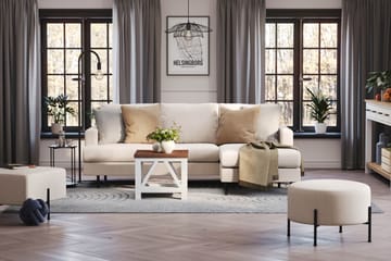 Menard Compact 3-seters Høyrevendt L-formet Divansofa i Stoff - Beige - Møbler - Sofaer - Sofaer med sjeselong - 3 seters sofa med divan
