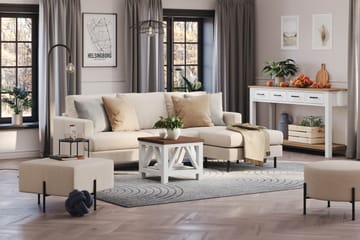 Menard Compact 3-seters Høyrevendt L-formet Divansofa i Stoff - Beige - Møbler - Sofaer - Sofaer med sjeselong - 3 seters sofa med divan