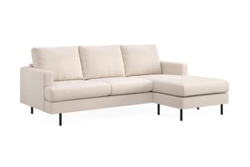 Menard Compact 3-seters Høyrevendt L-formet Divansofa i Stoff - Beige - Møbler - Sofaer - Sofaer med sjeselong - 3 seters sofa med divan