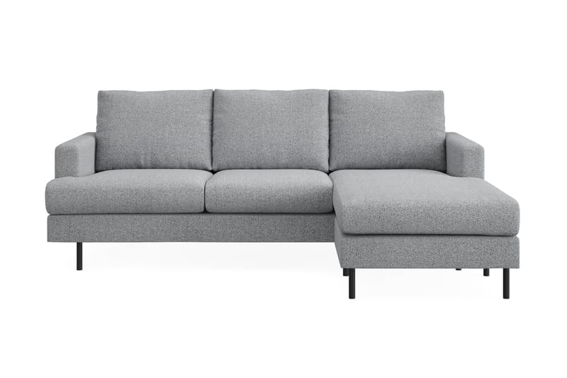 Menard Compact 3-seters Høyrevendt L-formet Divansofa i Stoff - Grå - Møbler - Sofaer - Sofaer med sjeselong - 3 seters sofa med divan