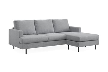 Menard Compact 3-seters Høyrevendt L-formet Divansofa i Stoff - Grå - Møbler - Sofaer - Sofaer med sjeselong - 3 seters sofa med divan