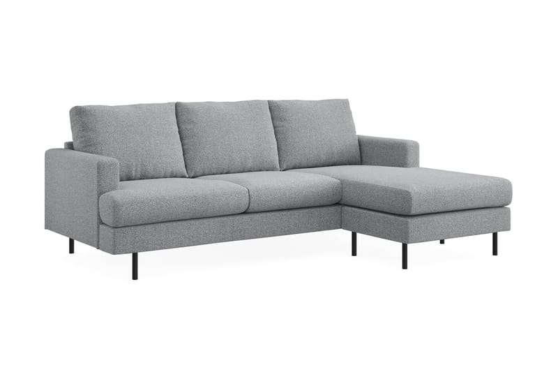 Menard Compact 3-seters Høyrevendt L-formet Divansofa i Stoff - Grå - Møbler - Sofaer - Sofaer med sjeselong - 3 seters sofa med divan