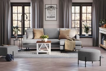 Menard Compact 3-seters Høyrevendt L-formet Divansofa i Stoff - Grå - Møbler - Sofaer - Sofaer med sjeselong - 3 seters sofa med divan