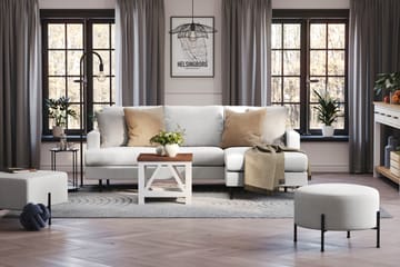 Menard Compact 3-seters Høyrevendt L-formet Divansofa i Stoff - Lys grå - Møbler - Sofaer - Sofaer med sjeselong - 3 seters sofa med divan