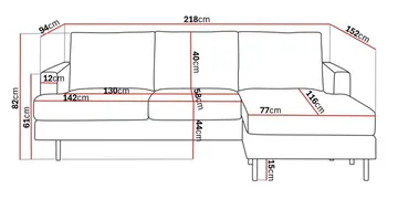 Menard Compact 3-seters Høyrevendt L-formet Divansofa i Stoff - Lys grå - Møbler - Sofaer - Sofaer med sjeselong - 3 seters sofa med divan