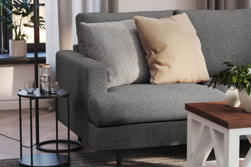 Menard Compact 3-seters Høyrevendt L-formet Divansofa i Stoff - Mørk grå - Møbler - Sofaer - Sofaer med sjeselong - 3 seters sofa med divan
