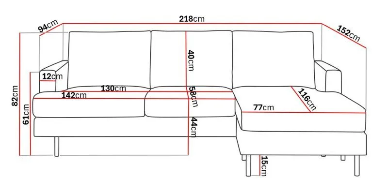 Menard Compact 3-seters Høyrevendt L-formet Divansofa i Stoff - Mørk grå - Møbler - Sofaer - Sofaer med sjeselong - 3 seters sofa med divan